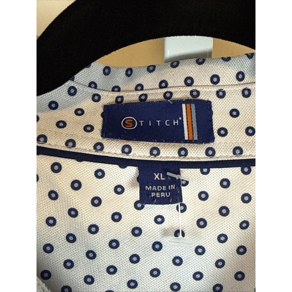 Stitch Polo Shirt Mens XL Blue Polka Dot Golf Performance Midlothian Country Clu - Picture 5 of 5